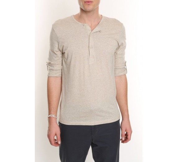 Oatmeal Henley Tee